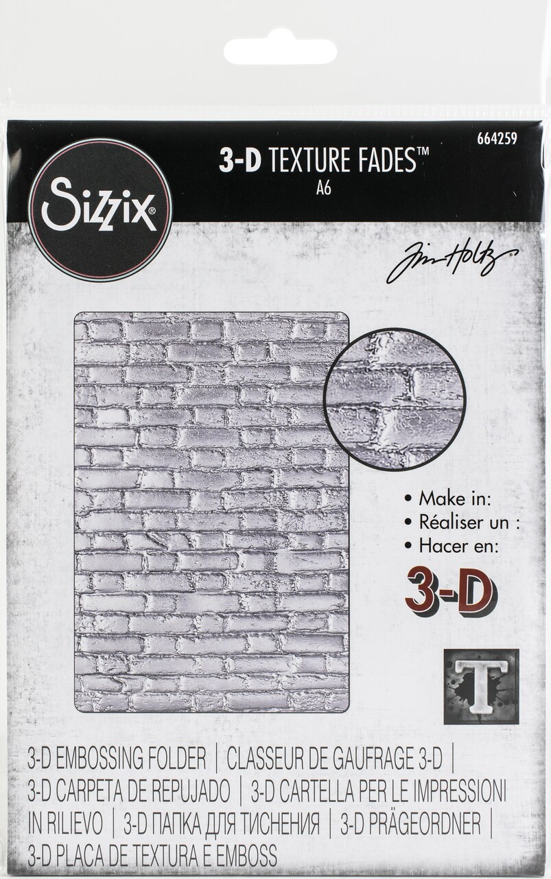 Sizzix 3D Texture Fades Embossing Folder By Tim Holtz-Brickwork